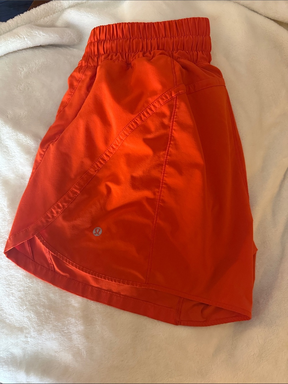 Lululemon Track that High rise dark orange short. Size 10 with 5” inseam - Picture 2 of 4